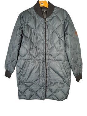 Eddie Bauer Womens  Down Long Puffer Jacket Quilted  Green M AS IS